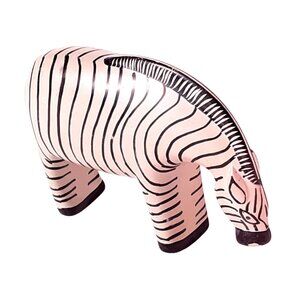 Handmade Zebra Figurine Wooden Hand Carved Decorative Safari Animal 7" Striped M